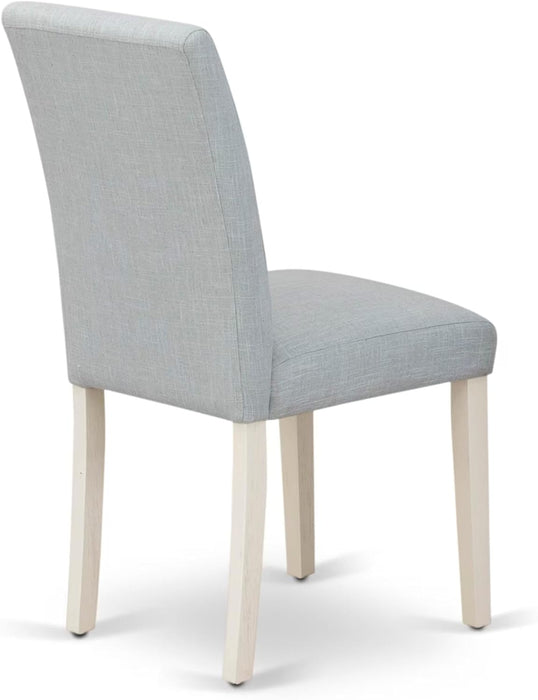 V076AB015-5 5 Piece Dining Set Includes a Rectangle Dining Room Table with V-Legs and 4 Baby Blue Linen Fabric Upholstered Parson Chairs, 36X60 Inch, Multi-Color