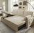 Sofa Bed, Sleeper Sofa with Storage Chaise, Pull Out Couch for Living Room, Beige Chenille