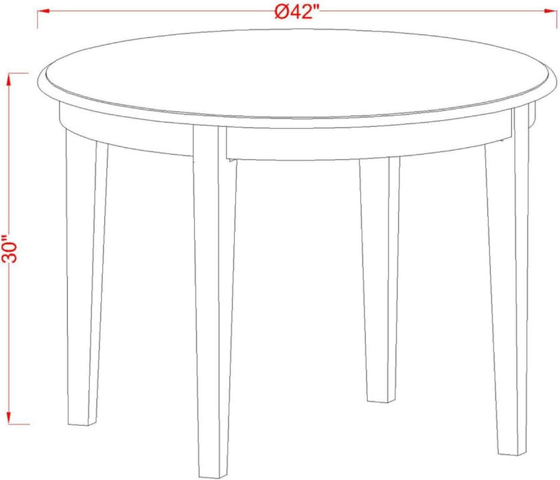 BOBA5-CAP-21 5 Piece Kitchen Table & Chairs Set Includes a round Dining Room Table and 4 Blue Color Linen Fabric Parsons Dinette Chairs, 42X42 Inch, Cappuccino