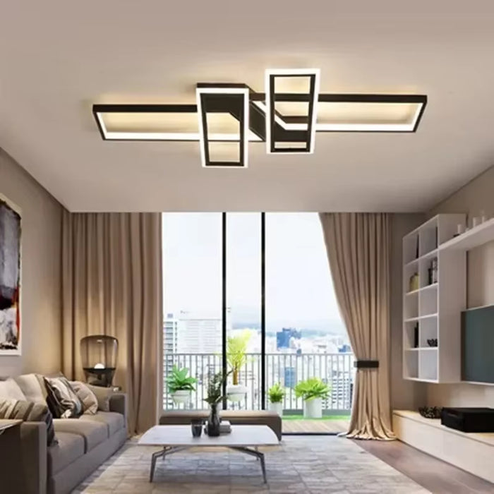 Nordic Square Ceiling Chandelier Dimmable for Table Dining Living Room Bedroom Pendant Lamp Minimalist Decor Lighting Fixture