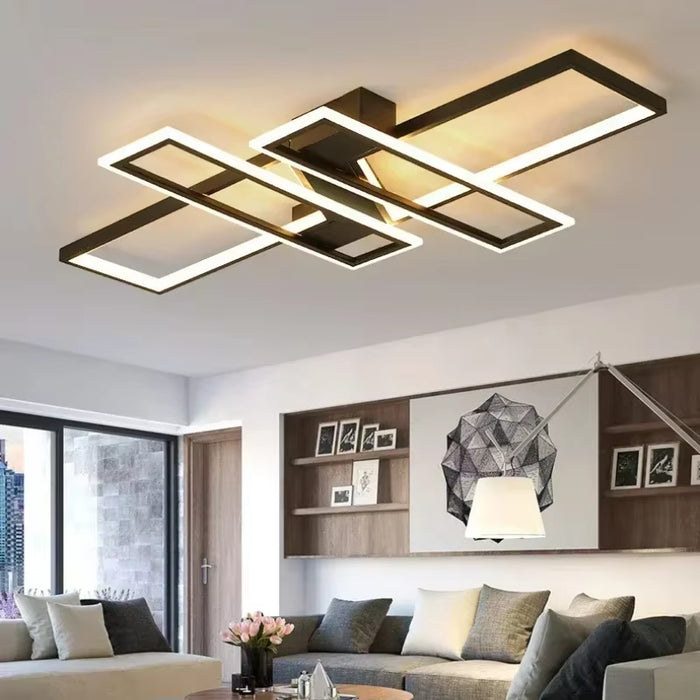 Nordic Square Ceiling Chandelier Dimmable for Table Dining Living Room Bedroom Pendant Lamp Minimalist Decor Lighting Fixture