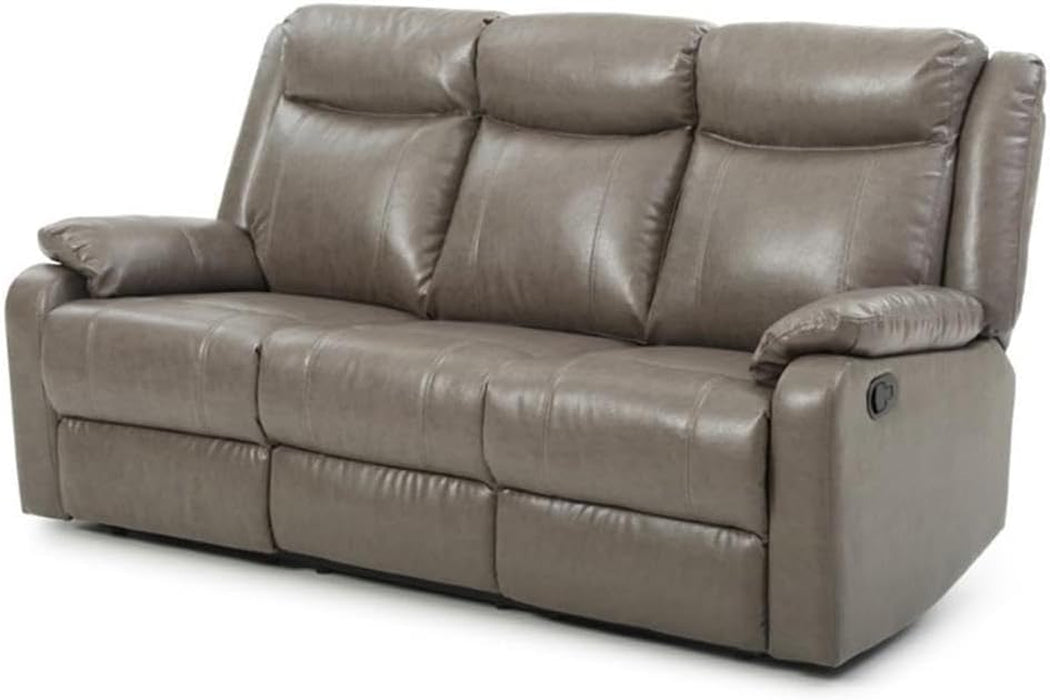 Ward Faux Leather Double Reclining Sofa in Gray