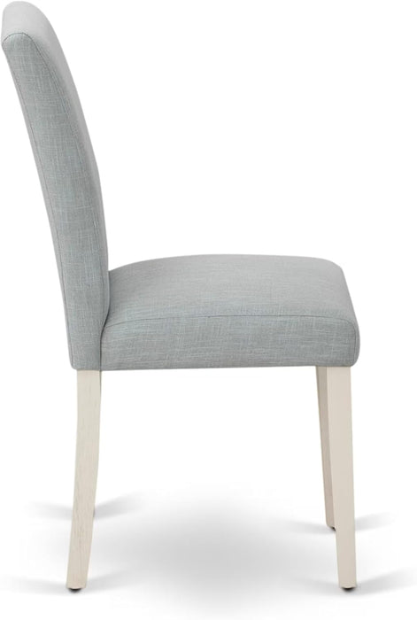 V076AB015-5 5 Piece Dining Set Includes a Rectangle Dining Room Table with V-Legs and 4 Baby Blue Linen Fabric Upholstered Parson Chairs, 36X60 Inch, Multi-Color
