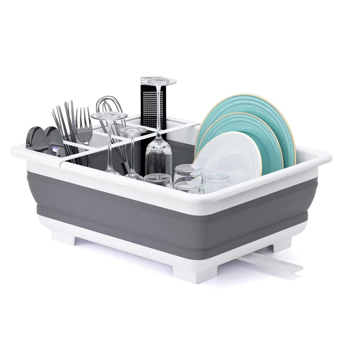 Dish Drainer Rack Storage Utensil Holder Foldable Collapsible Plate Drainer Organizer Caravan Camper Camping Accessories