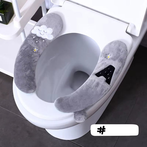 Universal Plush Toilet Cushion Household Warm Soft Thicken Toilet Seat Cover Winter Waterproof WC Mat Bathroom Products