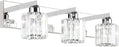 Crystal Vanity Light Fixtures Modern Vanity Light for Bathroom Crystal Bathroom Lighting Fixture Wall Light over Mirror 3 Lights(Not Include Bulb)