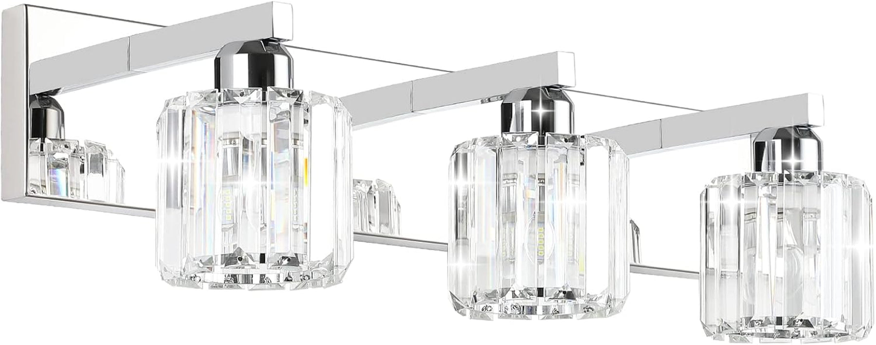 Crystal Vanity Light Fixtures Modern Vanity Light for Bathroom Crystal Bathroom Lighting Fixture Wall Light over Mirror 3 Lights(Not Include Bulb)