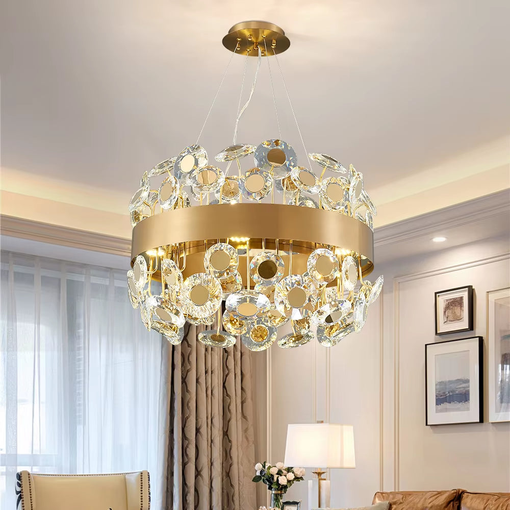 Gold/Black Rectangle Chandelier Lighting for Living Room Crystal Lights Kitchen Island Hanging Lamp Indoor Lighting