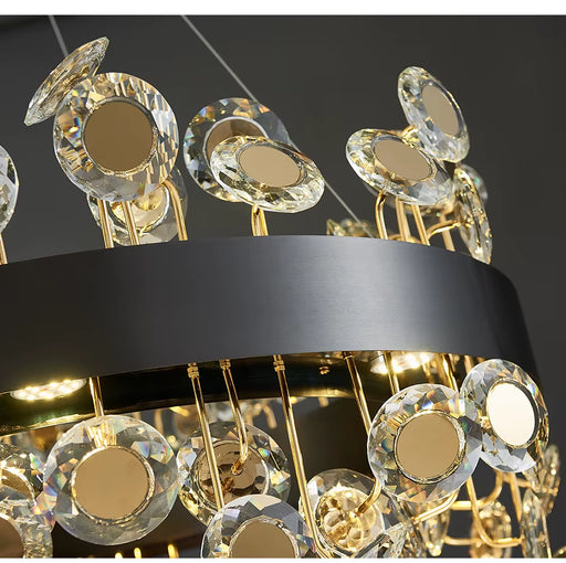 Gold/Black Rectangle Chandelier Lighting for Living Room Crystal Lights Kitchen Island Hanging Lamp Indoor Lighting