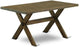 X776AB747-7 7 Piece Dinette Set Consist of a Rectangle Dining Room Table with X-Legs and 6 Light Sable Linen Fabric Upholstered Chairs, 36X60 Inch, Multi-Color