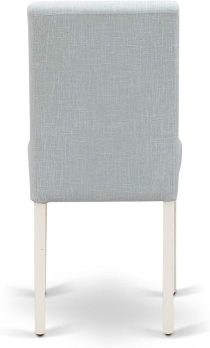 V076AB015-5 5 Piece Dining Set Includes a Rectangle Dining Room Table with V-Legs and 4 Baby Blue Linen Fabric Upholstered Parson Chairs, 36X60 Inch, Multi-Color