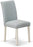 V076AB015-5 5 Piece Dining Set Includes a Rectangle Dining Room Table with V-Legs and 4 Baby Blue Linen Fabric Upholstered Parson Chairs, 36X60 Inch, Multi-Color