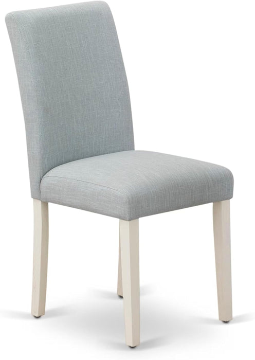 V076AB015-5 5 Piece Dining Set Includes a Rectangle Dining Room Table with V-Legs and 4 Baby Blue Linen Fabric Upholstered Parson Chairs, 36X60 Inch, Multi-Color