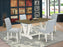 V076AB015-5 5 Piece Dining Set Includes a Rectangle Dining Room Table with V-Legs and 4 Baby Blue Linen Fabric Upholstered Parson Chairs, 36X60 Inch, Multi-Color