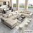 Fabric Sofa Set Furniture Living Room Sofa Set with USB and Stools / Big U Shape Cloth Couch Sofas for Home Furniture