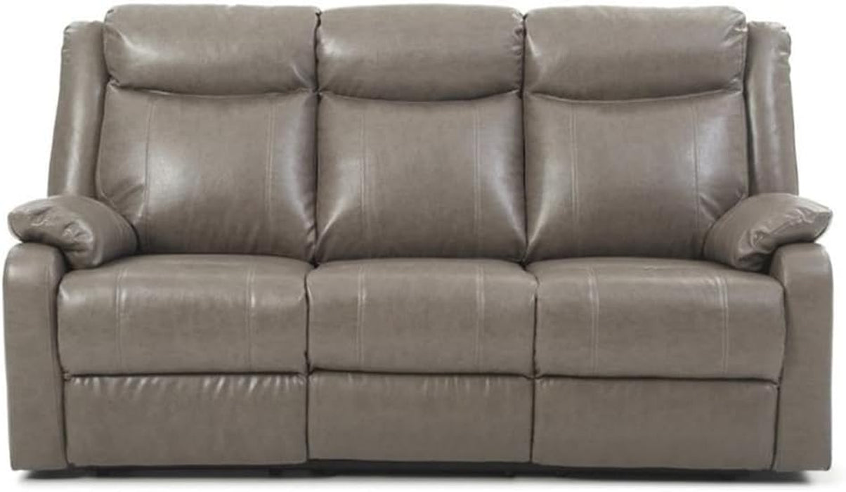 Ward Faux Leather Double Reclining Sofa in Gray
