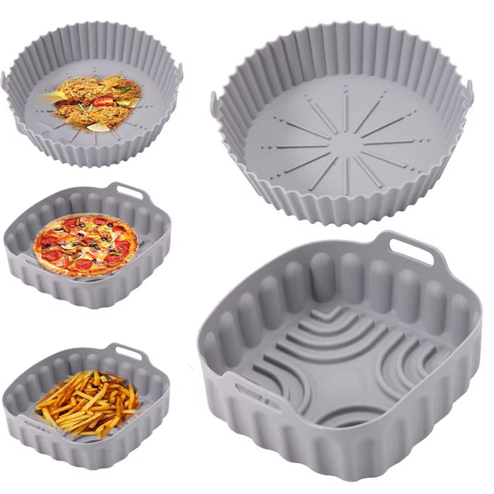 Air Fryer Silicone Basket Tray 20/23Cm round Square 4/5/6/8 Liters XXL Shape Airfryer Case Protector Pan Mold Liner