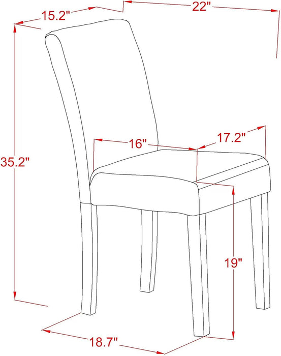 V076AB015-5 5 Piece Dining Set Includes a Rectangle Dining Room Table with V-Legs and 4 Baby Blue Linen Fabric Upholstered Parson Chairs, 36X60 Inch, Multi-Color