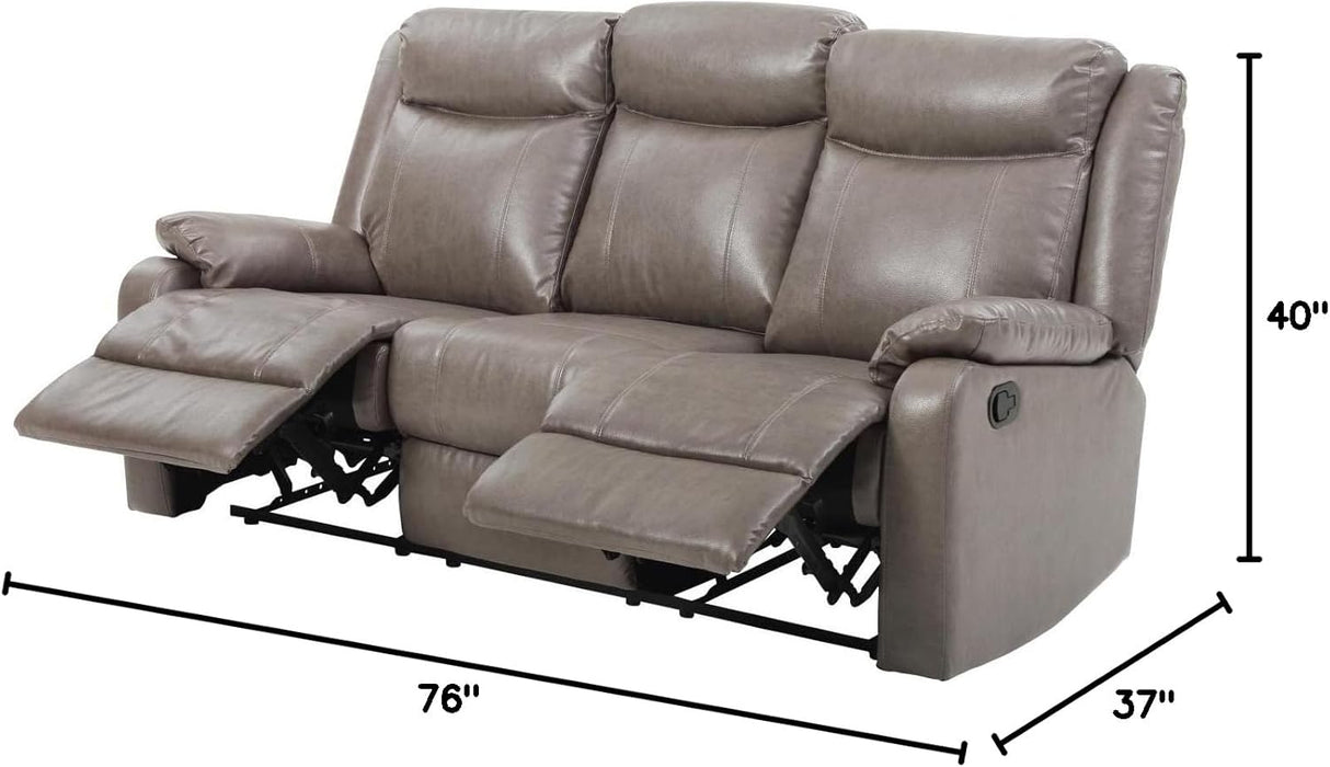 Ward Faux Leather Double Reclining Sofa in Gray