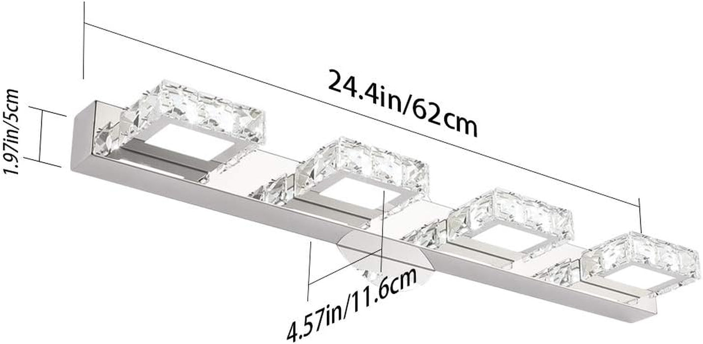 24.4 Inch Crystal Vanity Lights Modern LED Vanity Lights for Bathroom Lighting Fixtures Modern Bathroom Wall Light (5500K White Light)