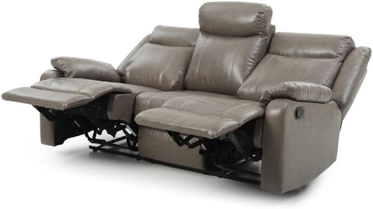 Ward Faux Leather Double Reclining Sofa in Gray