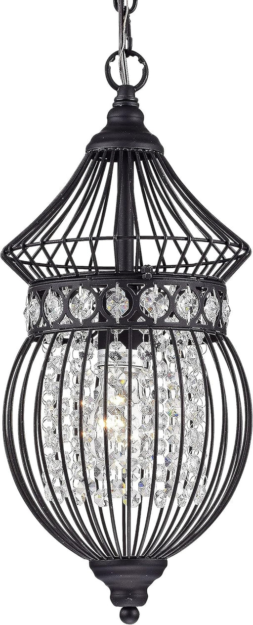 Black Globe Crystal Chandelier - Single-Light Farmhouse Lighting Fixture Model 17045