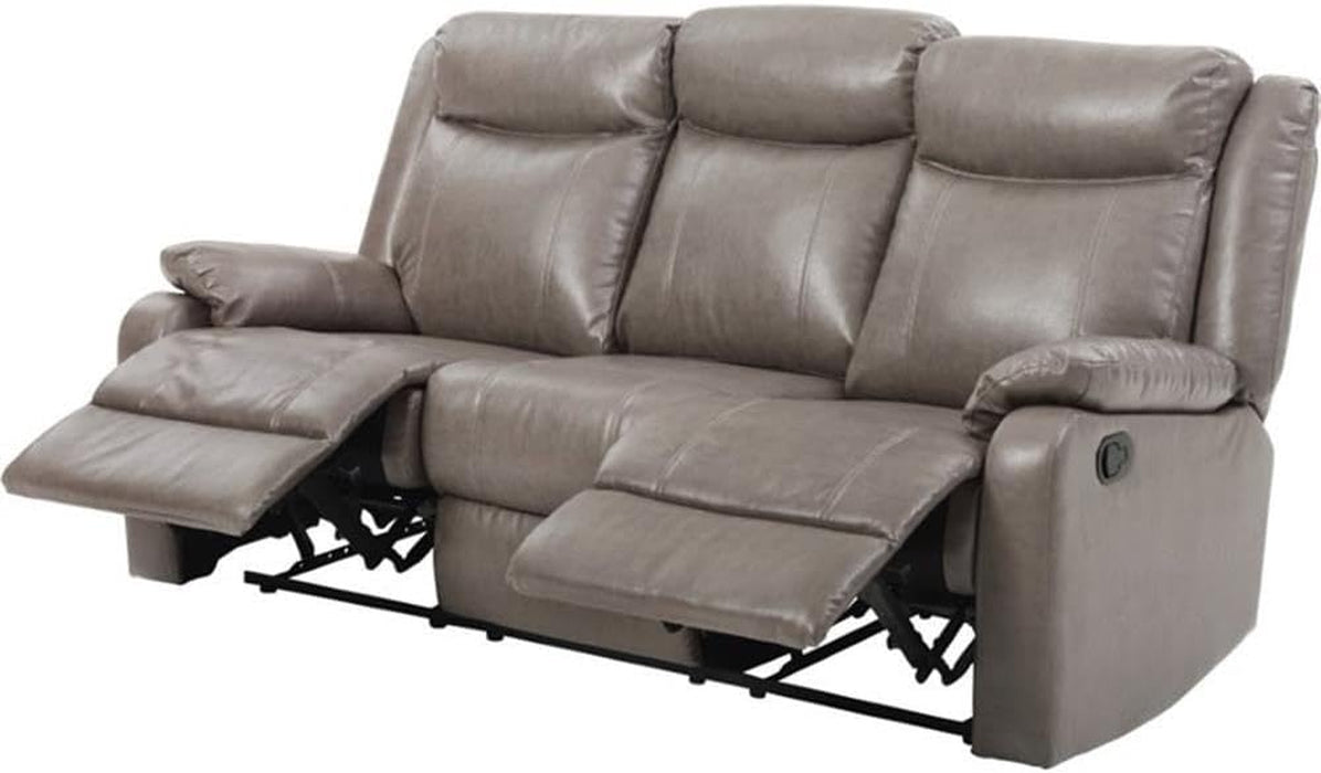 Ward Faux Leather Double Reclining Sofa in Gray