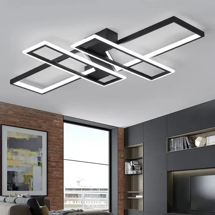 Nordic Square Ceiling Chandelier Dimmable for Table Dining Living Room Bedroom Pendant Lamp Minimalist Decor Lighting Fixture