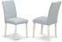 V076AB015-5 5 Piece Dining Set Includes a Rectangle Dining Room Table with V-Legs and 4 Baby Blue Linen Fabric Upholstered Parson Chairs, 36X60 Inch, Multi-Color