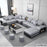 Fabric Sofa Set Furniture Living Room Sofa Set with USB and Stools / Big U Shape Cloth Couch Sofas for Home Furniture